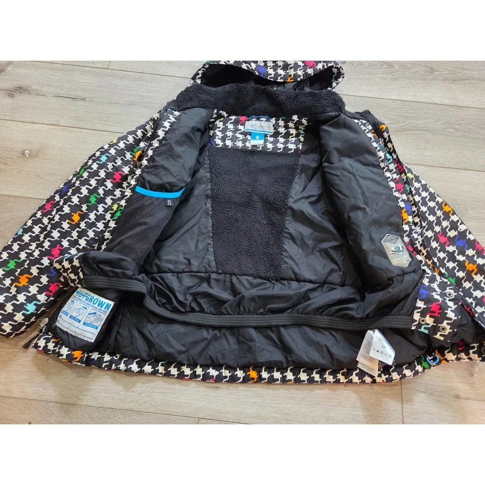 Columbia Colorful Graphic Print Insulated Winter Ski Jacket Hooded Girls 10-12